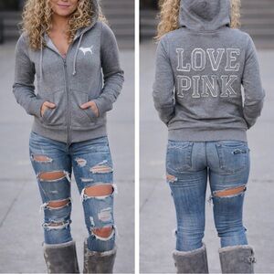 🩶🤍 Retired Victoria's Secret “ PINK” Full-Zip Hoodie 🤍🩶